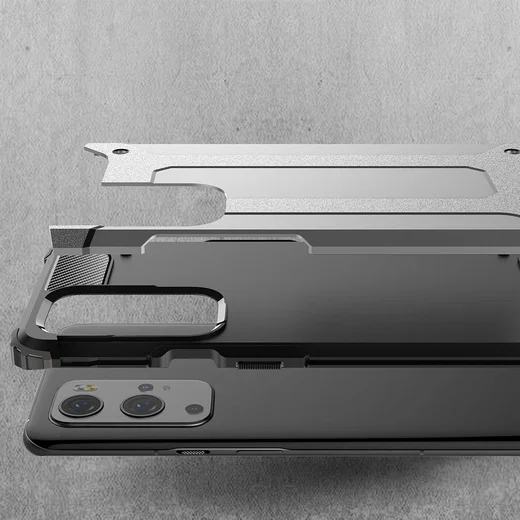 OnePlus 9 Pro Hoesje Shock Proof Hybride Back Cover Zwart afbeelding 6