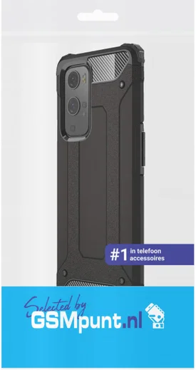 OnePlus 9 Pro Hoesje Shock Proof Hybride Back Cover Zwart afbeelding 2