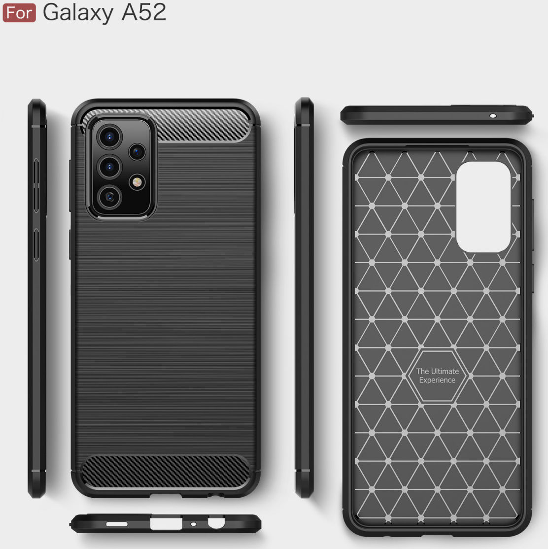 Samsung Galaxy A52 / A52S Hoesje Geborsteld TPU Flexibele Back Cover Zwart afbeelding 16