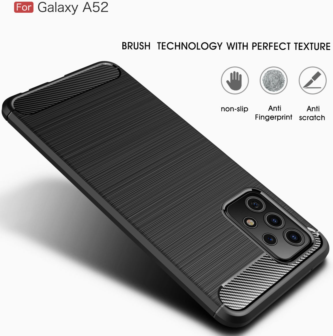 Samsung Galaxy A52 / A52S Hoesje Geborsteld TPU Flexibele Back Cover Zwart afbeelding 8