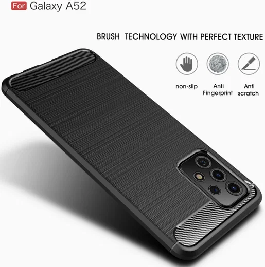Samsung Galaxy A52 / A52S Hoesje Geborsteld TPU Flexibele Back Cover Zwart afbeelding 8