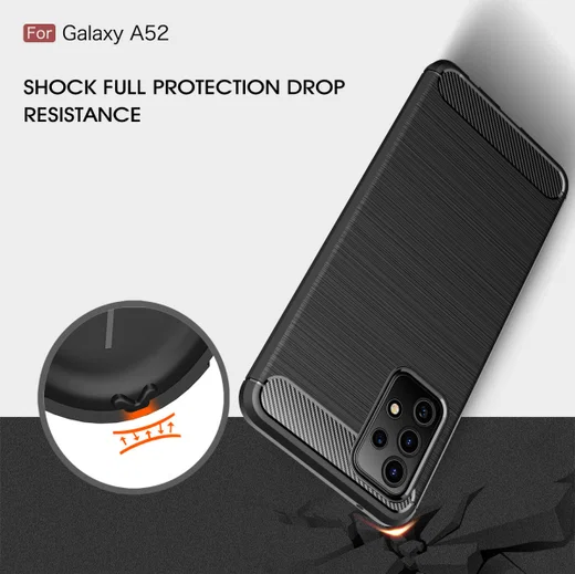 Samsung Galaxy A52 / A52S Hoesje Geborsteld TPU Flexibele Back Cover Zwart afbeelding 13