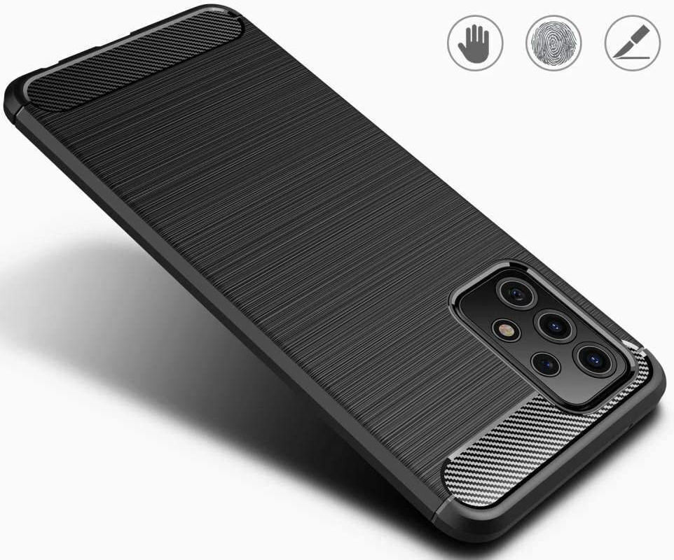 Samsung Galaxy A52 / A52S Hoesje Geborsteld TPU Flexibele Back Cover Zwart afbeelding 4