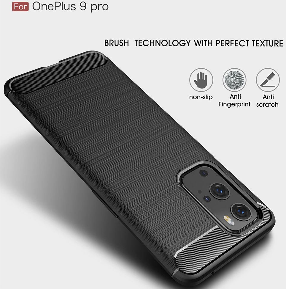 OnePlus 9 Pro Hoesje Geborsteld TPU Flexibele Back Cover Zwart afbeelding 7