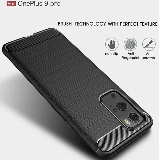 OnePlus 9 Pro Hoesje Geborsteld TPU Flexibele Back Cover Zwart afbeelding 7