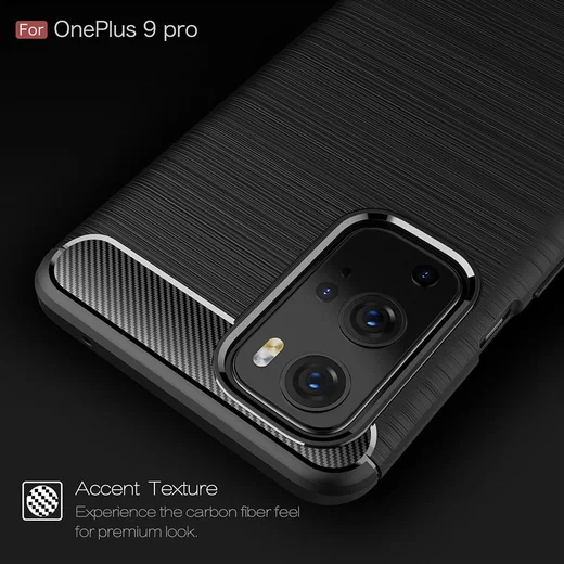 OnePlus 9 Pro Hoesje Geborsteld TPU Flexibele Back Cover Zwart afbeelding 8