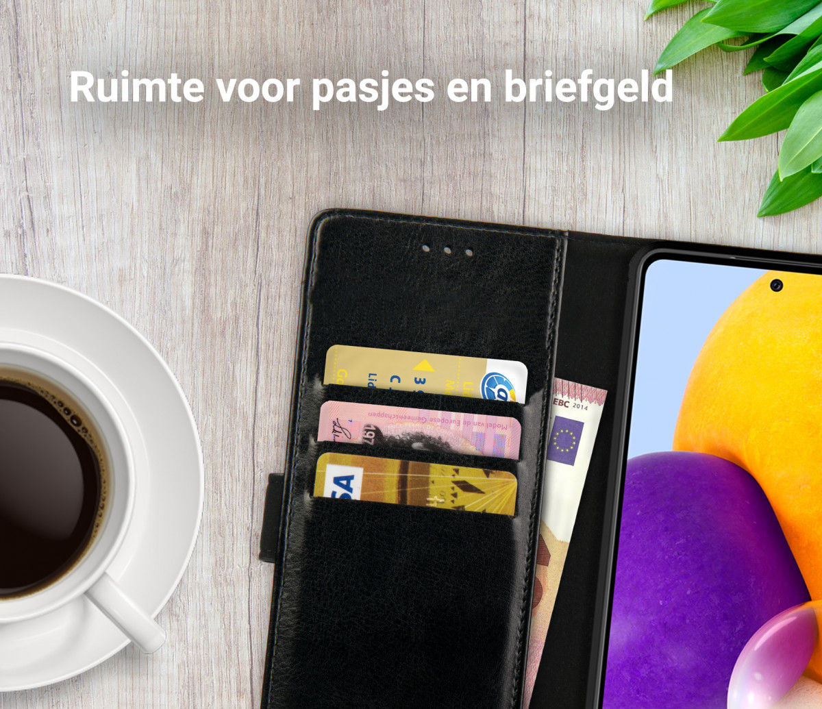 Rosso Element Samsung Galaxy A72 Hoesje Book Case Zwart afbeelding 9