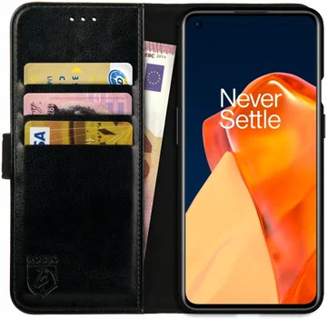 Rosso Element OnePlus 9 Pro Hoesje Book Cover Wallet Case Zwart