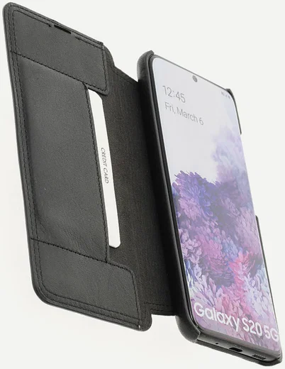 Minim Samsung Galaxy S20 Hoesje Echt Leer Book Case Zwart afbeelding 1
