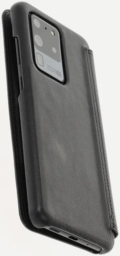 Minim Samsung Galaxy S20 Ultra Hoesje Echt Leer Book Case Zwart afbeelding 9