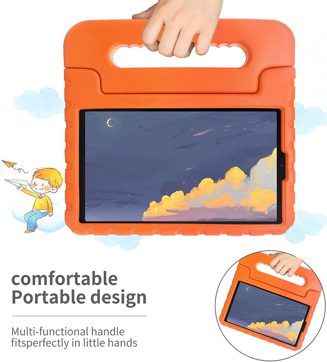 Samsung Galaxy Tab A7 (2020 / 2022) Kinder Tablethoes Handvat Oranje afbeelding 4
