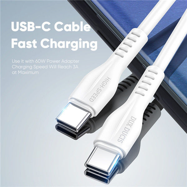 Dux Ducis 60W USB-C naar USB-C Fast Charge Oplaad Kabel 1 Meter Wit afbeelding 4