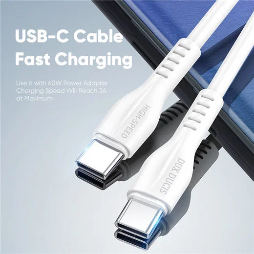 Dux Ducis 60W USB-C naar USB-C Fast Charge Oplaad Kabel 1 Meter Wit afbeelding 4