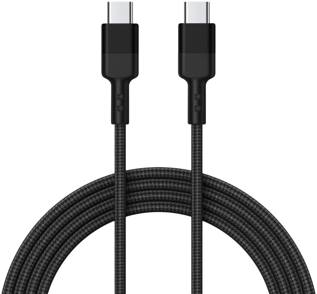 USB-C naar USB-C Kabel Gevlochten PD Fast Charge Zwart 1.5 Meter afbeelding 1