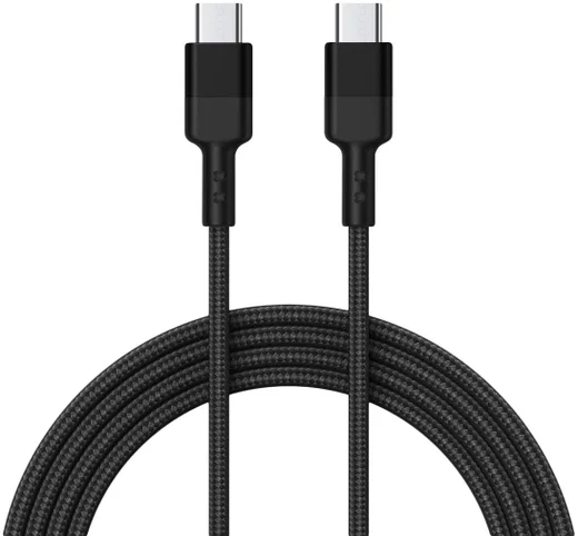 USB-C naar USB-C Kabel Gevlochten PD Fast Charge Zwart 1.5 Meter afbeelding 1