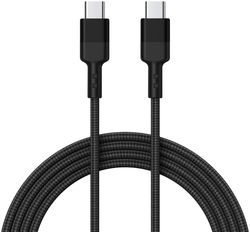USB-C naar USB-C Kabel Gevlochten PD Fast Charge Zwart 1.5 Meter afbeelding