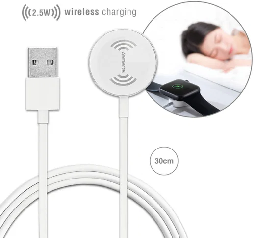 4smarts VoltBeam Apple Watch Draaloze Oplader 30 Centimeter Wit afbeelding 3