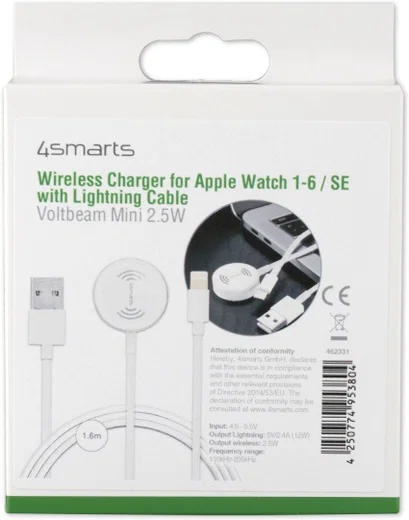 4smarts Voltbeam Oplader voor Apple Watch en Lightning Kabel 1.6 Meter afbeelding 4