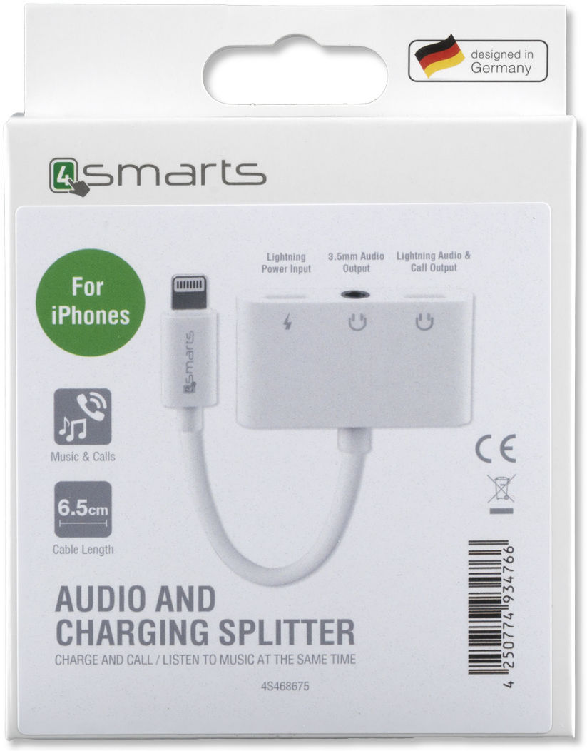 4smarts Lightning Splitter naar 2x Lightning en Audio 3.5mm Jack afbeelding 3