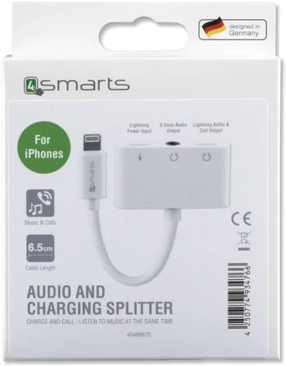 4smarts Lightning Splitter naar 2x Lightning en Audio 3.5mm Jack afbeelding 3