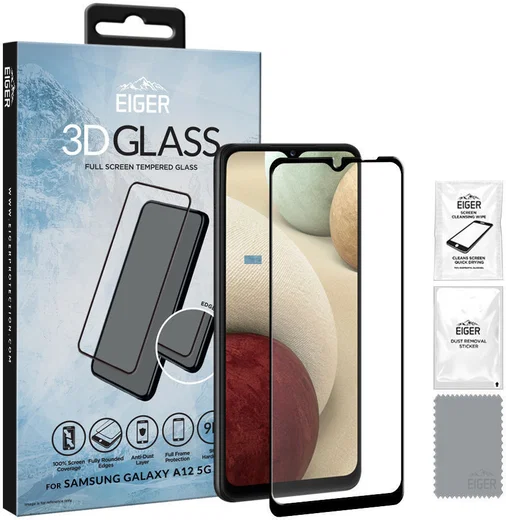 Eiger Samsung Galaxy A12 Tempered Glass Case Friendly Gebogen afbeelding 1