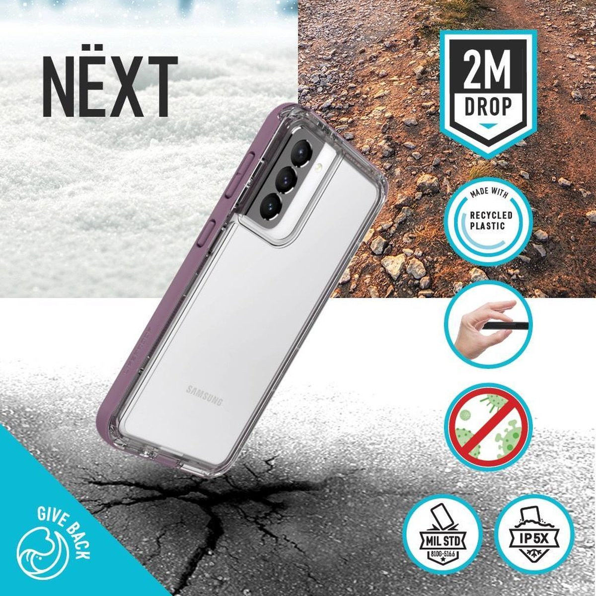 LifeProof Nëxt Samsung Galaxy S21 Plus Hoesje Transparant/Paars afbeelding 5