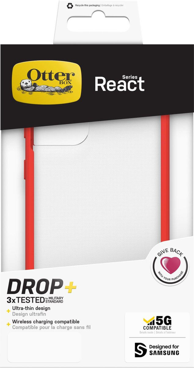 OtterBox React Samsung Galaxy S21 Plus Hoesje Transparant Rood afbeelding 12