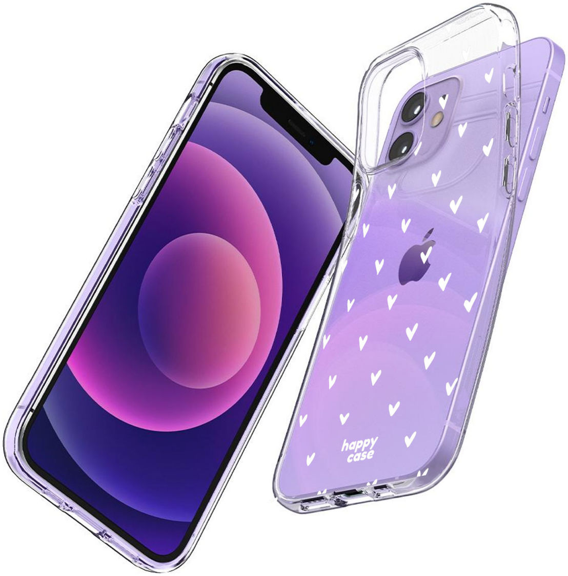 HappyCase iPhone 12 / 12 Pro Hoesje Flexibel TPU Hartjes Print afbeelding 7
