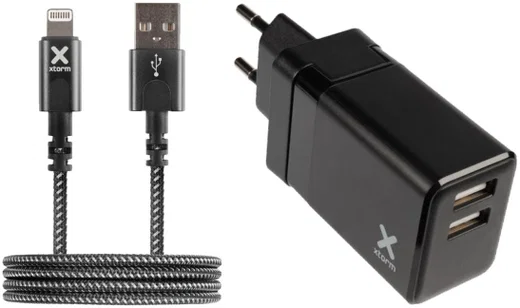 Xtorm Volt Reislader 17W Oplader 2x USB + USB to Lightning Kabel 1M afbeelding 1
