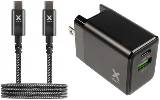 Xtorm Volt Reislader 18W PD Snel Lader USB en USB-C + USB-C Kabel 1M afbeelding 1