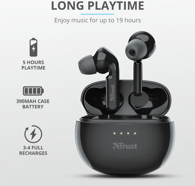 Trust Nika Touch XP Bluetooth Headset In-Ear Draadloze Oordopjes Zwart afbeelding 6