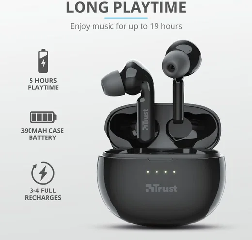 Trust Nika Touch XP Bluetooth Headset In-Ear Draadloze Oordopjes Zwart afbeelding 6