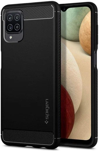 Spigen Rugged Armor Samsung Galaxy A12 Hoesje Zwart afbeelding 1