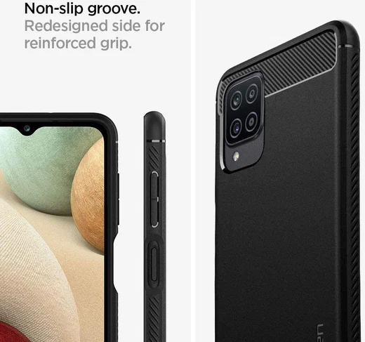 Spigen Rugged Armor Samsung Galaxy A12 Hoesje Zwart afbeelding 4