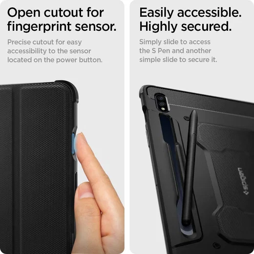 Spigen Rugged Armor Pro Samsung Galaxy Tab S7 Hoes Book Case Zwart afbeelding 6