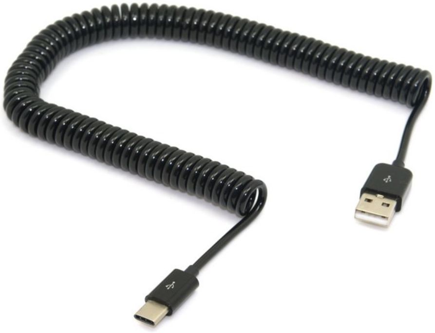 Universele Rekbare USB-A naar USB-C Krulsnoer Kabel 3 Meter Zwart afbeelding 5