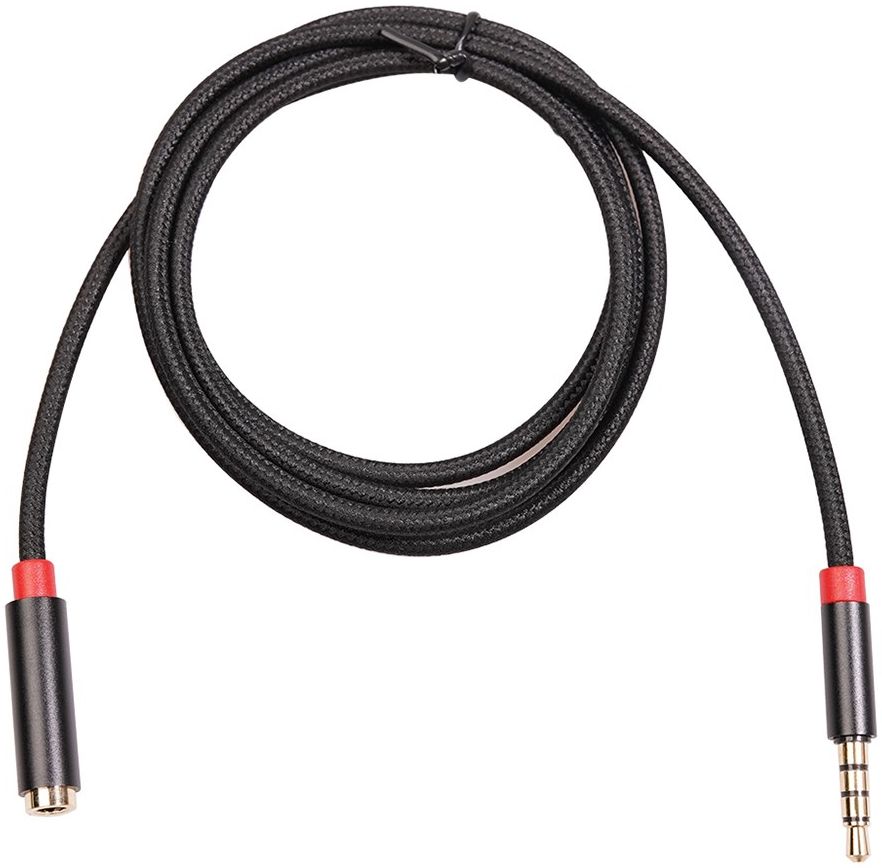 3.5mm Jack naar 3.5mm Jack (Female) Gevlochten Aux Kabel Zwart 1 Meter afbeelding 3
