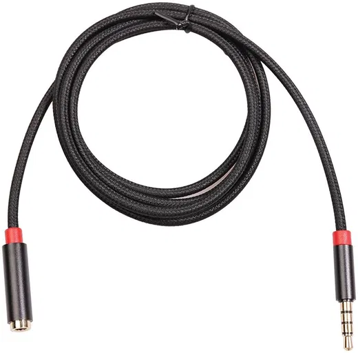 3.5mm Jack naar 3.5mm Jack (Female) Gevlochten Aux Kabel Zwart 1 Meter afbeelding 3