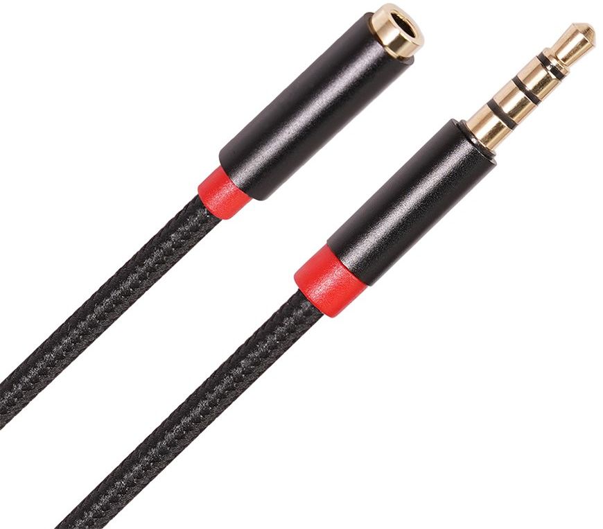 3.5mm Jack naar 3.5mm Jack (Female) Gevlochten Aux Kabel Zwart 1 Meter afbeelding 2