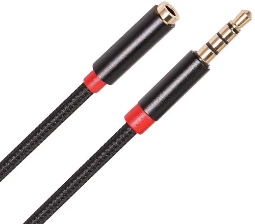 3.5mm Jack naar 3.5mm Jack (Female) Gevlochten Aux Kabel Zwart 1 Meter afbeelding 2