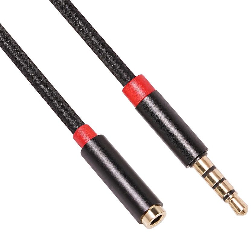 3.5mm Jack naar 3.5mm Jack (Female) Gevlochten Aux Kabel Zwart 1 Meter afbeelding 4