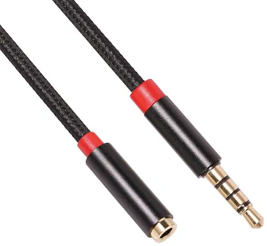 3.5mm Jack naar 3.5mm Jack (Female) Gevlochten Aux Kabel Zwart 1 Meter afbeelding 4