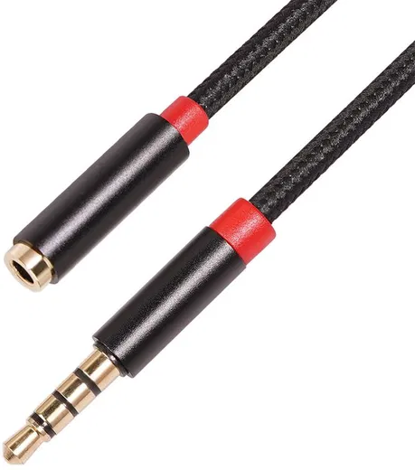 3.5mm Jack naar 3.5mm Jack (Female) Gevlochten Aux Kabel Zwart 1 Meter afbeelding 6