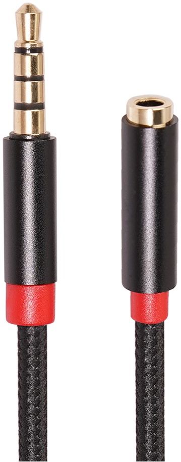 3.5mm Jack naar 3.5mm Jack (Female) Gevlochten Aux Kabel Zwart 1 Meter afbeelding 1