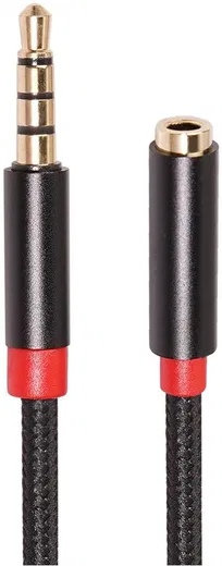 3.5mm Jack naar 3.5mm Jack (Female) Gevlochten Aux Kabel Zwart 1 Meter afbeelding 1