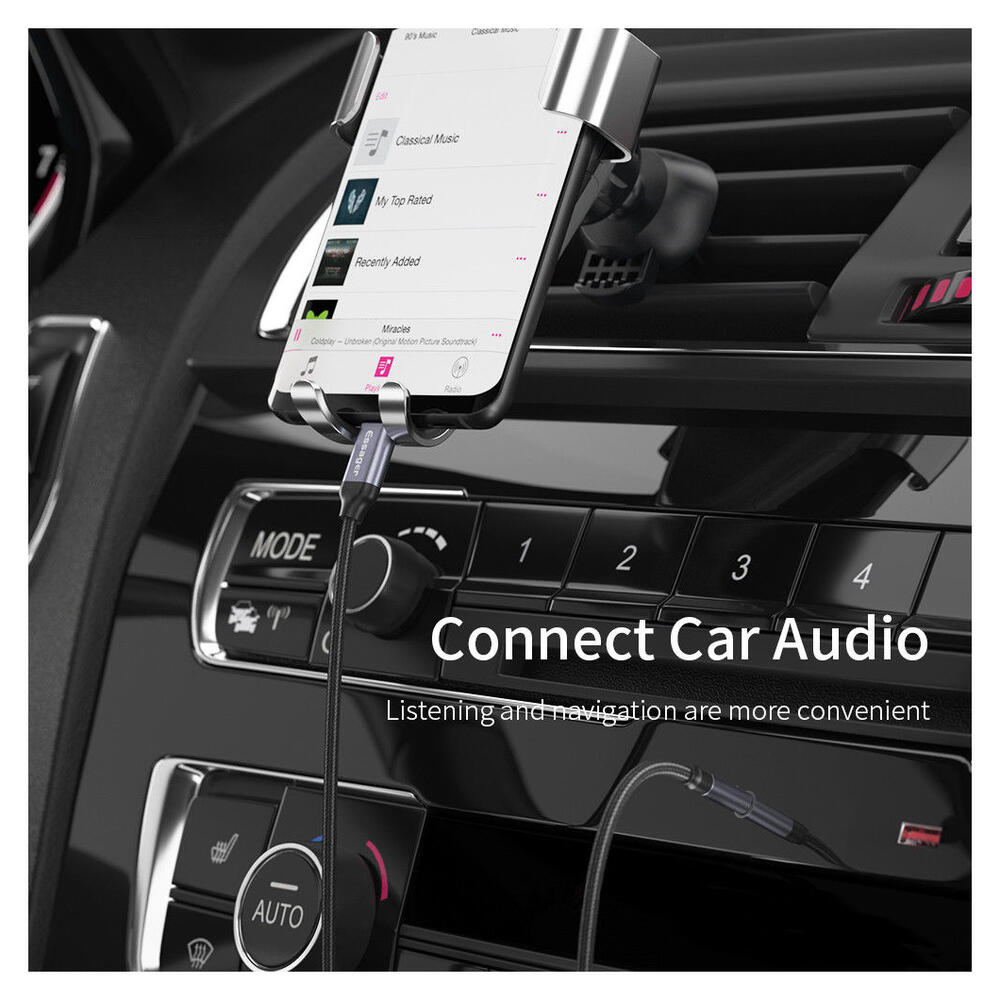 Essager USB-C naar 3.5mm Jack Aux Kabel DAC Connector 1 meter Grijs afbeelding 5