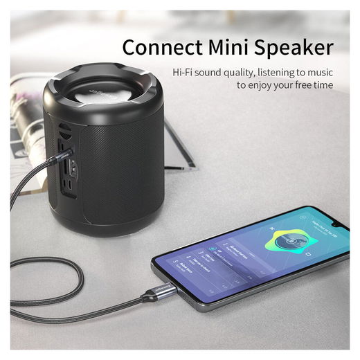 Essager USB-C naar 3.5mm Jack Aux Kabel DAC Connector 1 meter Grijs afbeelding 8