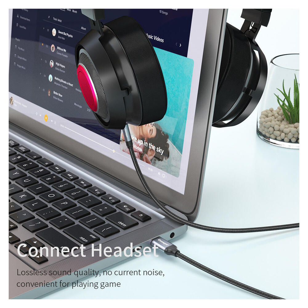 Essager USB-C naar 3.5mm Jack Aux Kabel DAC Connector 1 meter Grijs afbeelding 9