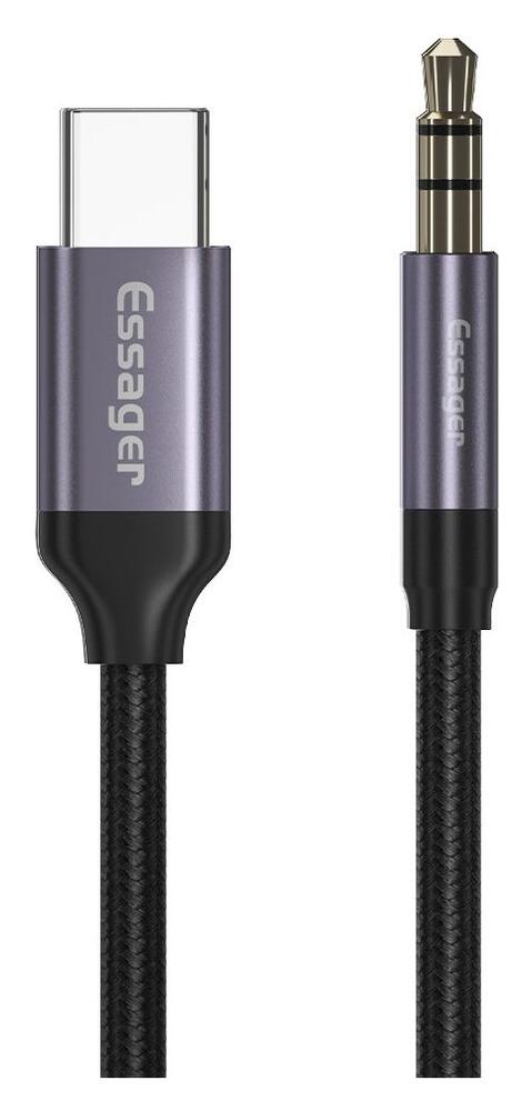 Essager USB-C naar 3.5mm Jack Aux Kabel DAC Connector 1 meter Grijs afbeelding 1