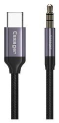 Essager USB-C naar 3.5mm Jack Aux Kabel DAC Connector 1 meter Grijs afbeelding